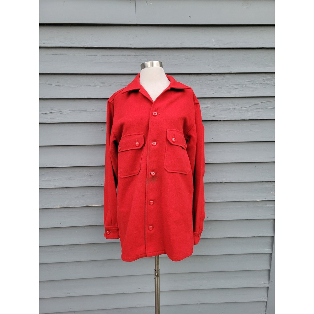 Boy Scouts of America Wool Jacket Red‎ Vintage Official BSA Field Shirt 40 Long